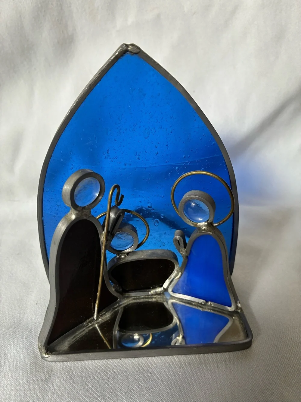 Stained Glass Blue Nativity Scene Home Accent - Unbranded